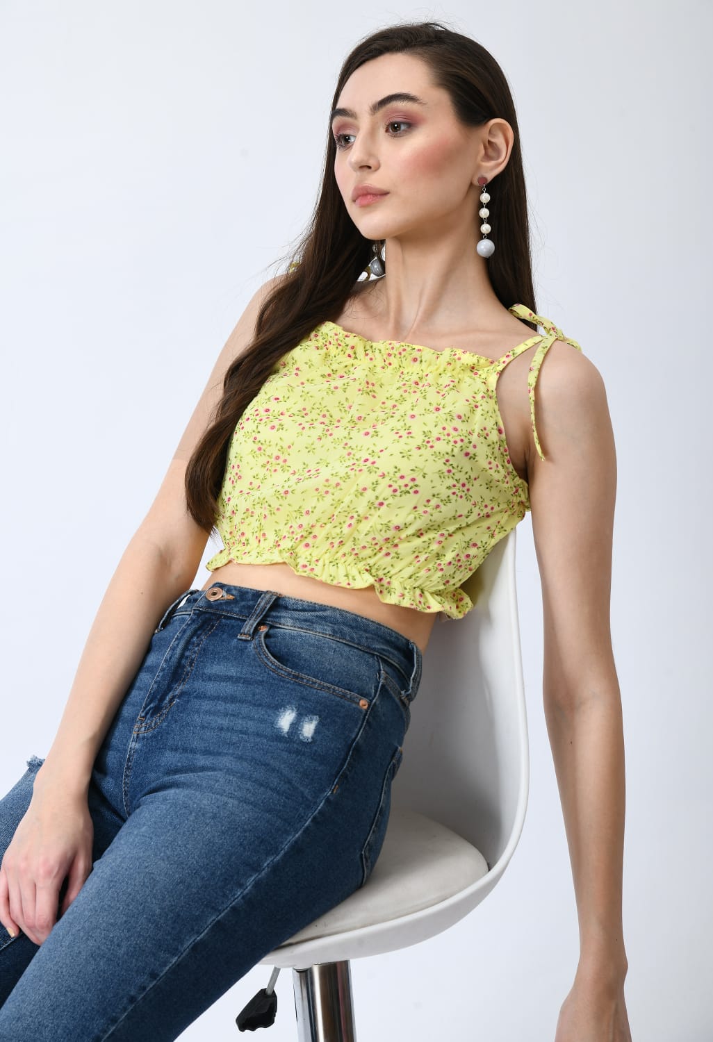 Women Girls Puff Sleeves Floral Smocked Top