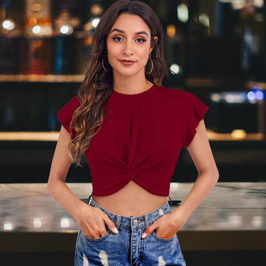 Short Sleeve Round neck crop top